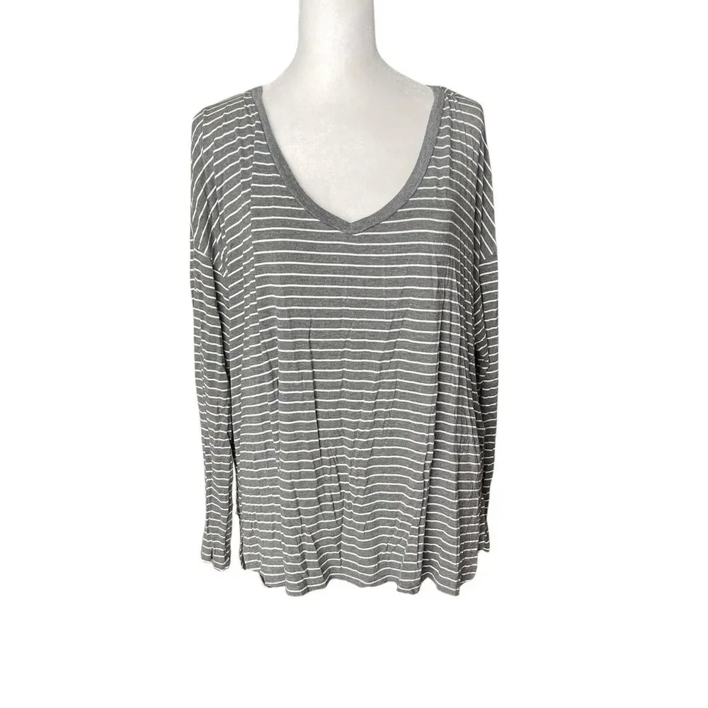 American Eagle Soft Sexy Large Tunic Top Vneck Long Sleeve Tee Gray